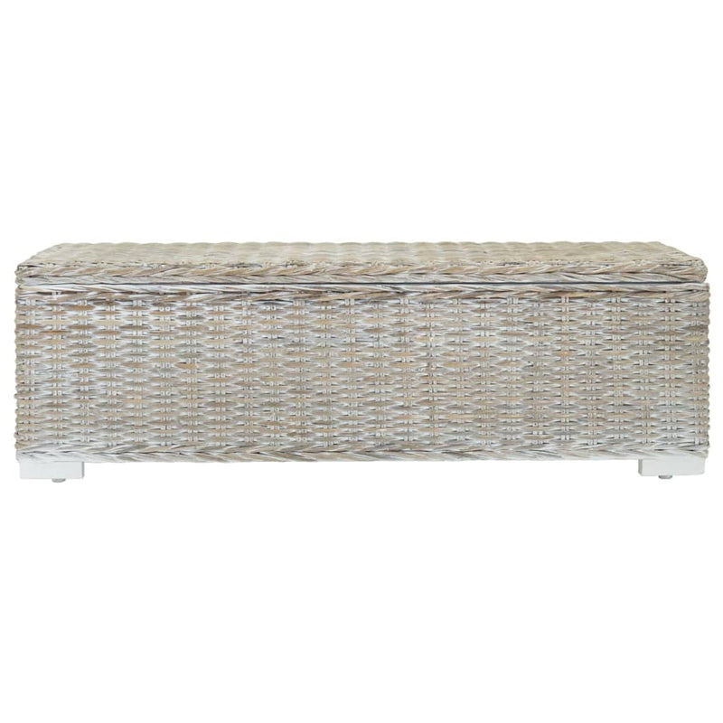 vidaXL Storage Box Grey 110 cm Natural Kubu Rattan & Solid Wood Mango