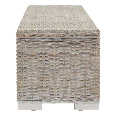 vidaXL Storage Box Grey 110 cm Natural Kubu Rattan & Solid Wood Mango