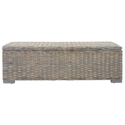 vidaXL Storage Box Grey 110 cm Natural Kubu Rattan & Solid Wood Mango