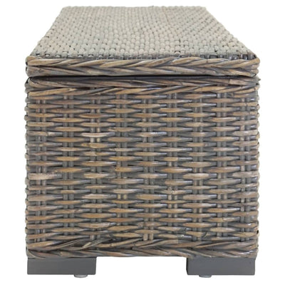 vidaXL Storage Box Grey 110 cm Natural Kubu Rattan & Solid Wood Mango