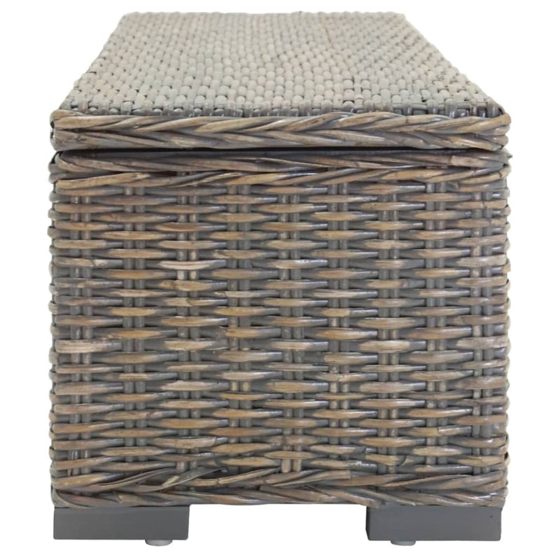 vidaXL Storage Box Grey 110 cm Natural Kubu Rattan & Solid Wood Mango