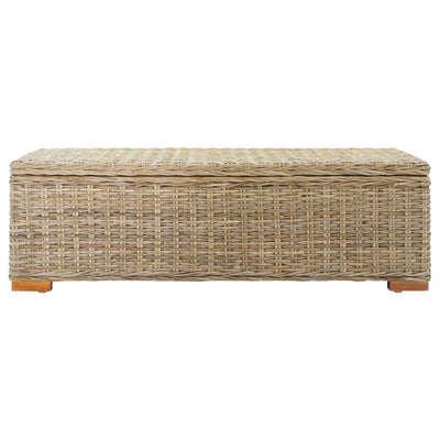 vidaXL Storage Box Grey 110 cm Natural Kubu Rattan & Solid Wood Mango