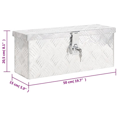 vidaXL Storage Box Silver 50x15x20.5 cm Aluminium
