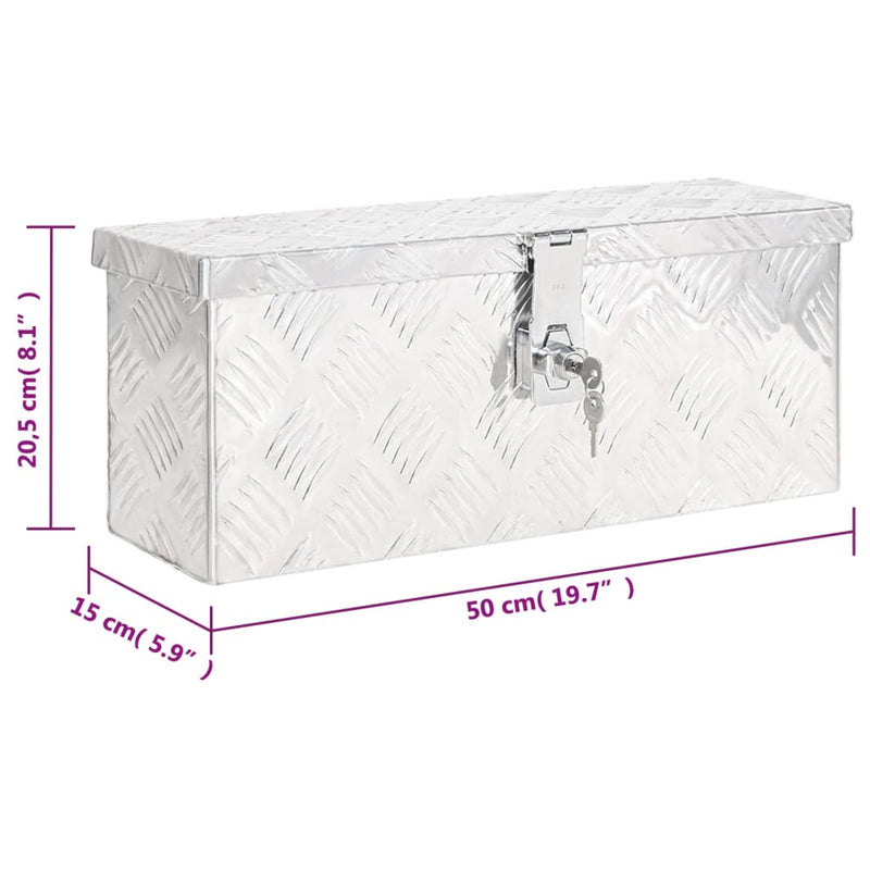 vidaXL Storage Box Silver 50x15x20.5 cm Aluminium