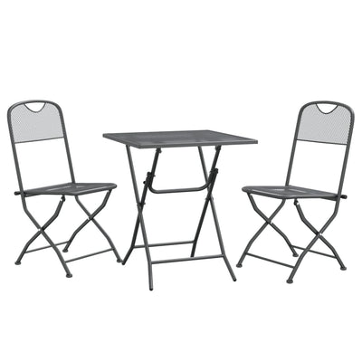 vidaXL 3 Piece Garden Dining Set Expanded Metal Mesh Anthracite