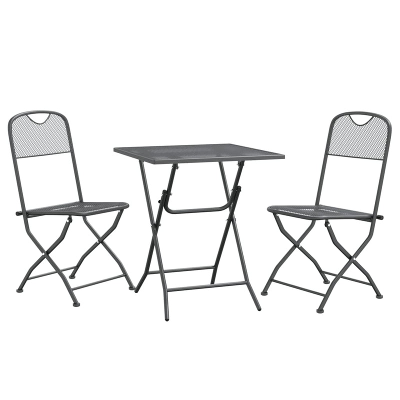 vidaXL 3 Piece Garden Dining Set Expanded Metal Mesh Anthracite