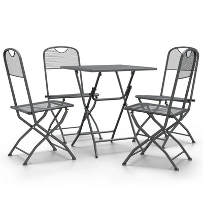 vidaXL 3 Piece Garden Dining Set Expanded Metal Mesh Anthracite