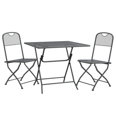 vidaXL 3 Piece Garden Dining Set Expanded Metal Mesh Anthracite