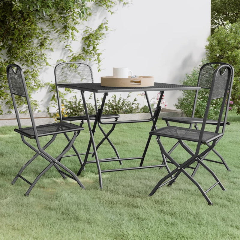 vidaXL 3 Piece Garden Dining Set Expanded Metal Mesh Anthracite
