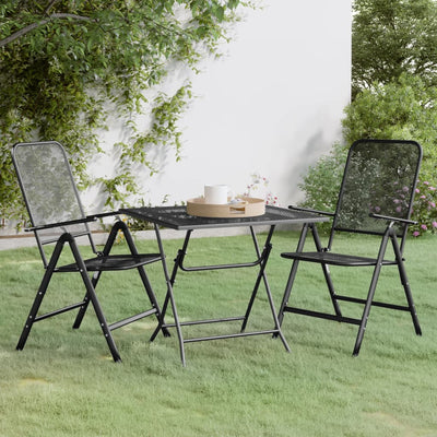 vidaXL 3 Piece Garden Dining Set Expanded Metal Mesh Anthracite