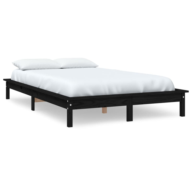 vidaXL Bed Frame without Mattress Black 150x200 cm Solid Wood Pine