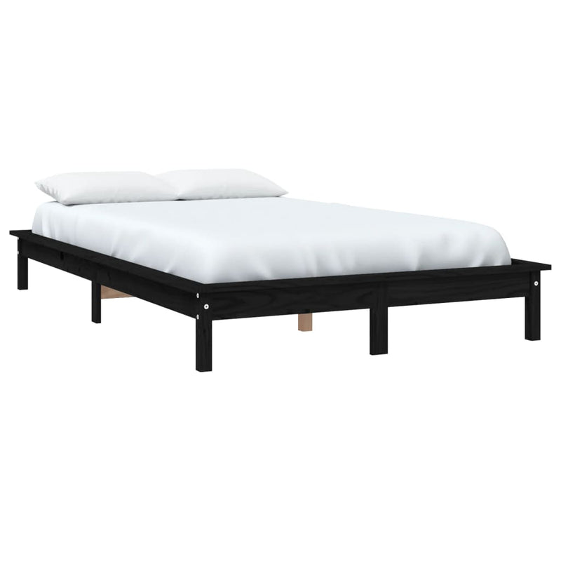 vidaXL Bed Frame without Mattress Black 150x200 cm Solid Wood Pine
