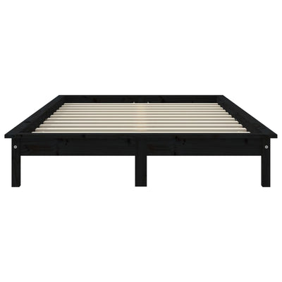 vidaXL Bed Frame without Mattress Black 150x200 cm Solid Wood Pine