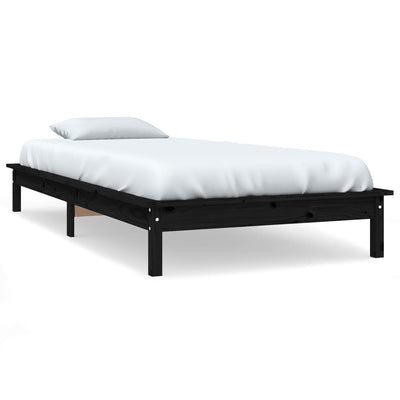 vidaXL Bed Frame without Mattress Black 90x190 cm Solid Wood