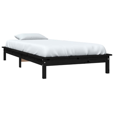 vidaXL Bed Frame without Mattress Black 90x190 cm Solid Wood