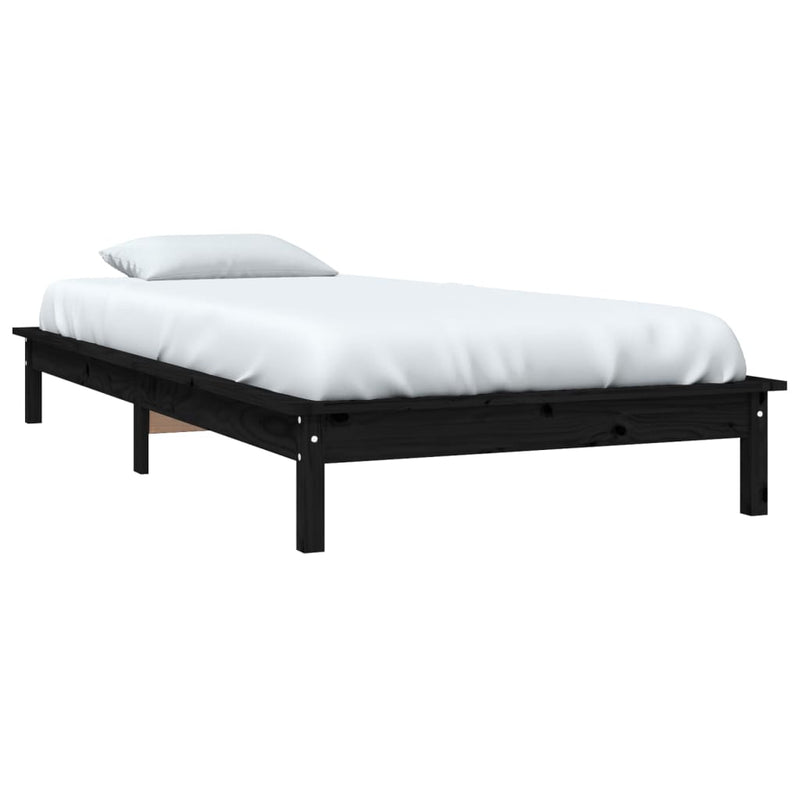 vidaXL Bed Frame without Mattress Black 90x190 cm Solid Wood