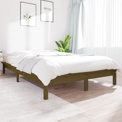 vidaXL Bed Frame without Mattress Black 135x190 cm Solid Wood