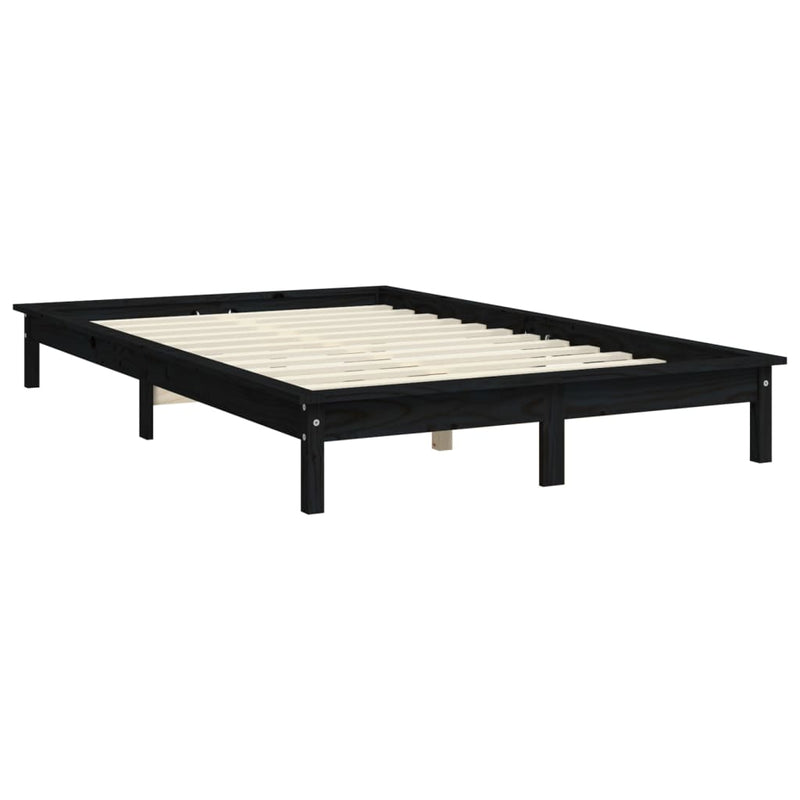 vidaXL Bed Frame without Mattress Black 135x190 cm Solid Wood