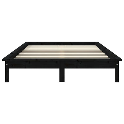 vidaXL Bed Frame without Mattress Black 135x190 cm Solid Wood