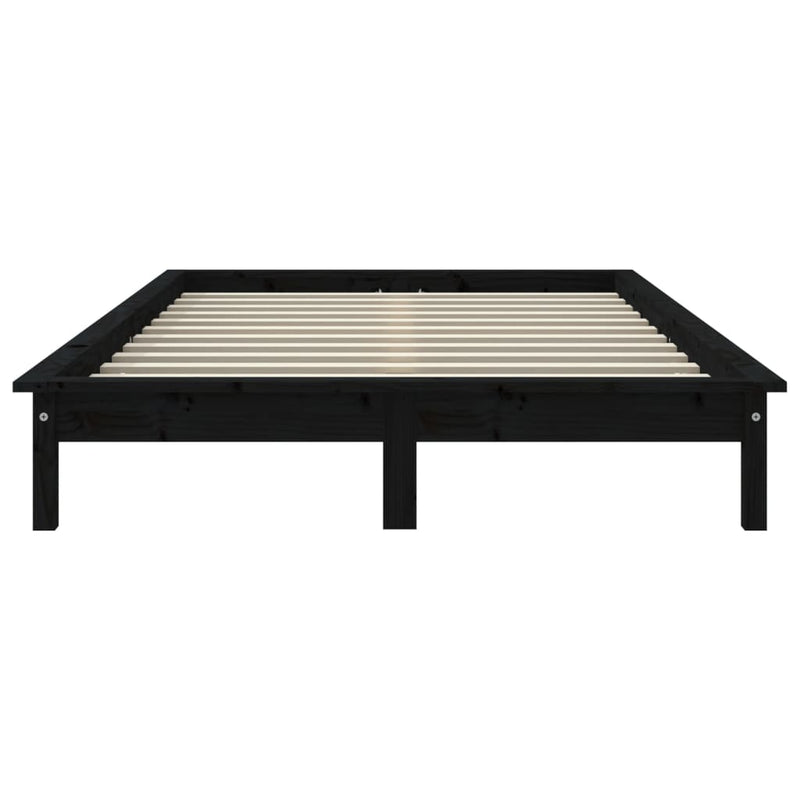 vidaXL Bed Frame without Mattress Black 135x190 cm Solid Wood