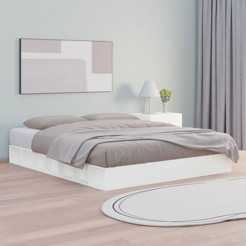 vidaXL Bed Frame without Mattress White 183x203 cm King Solid Wood