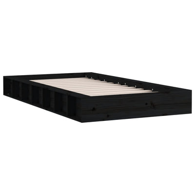 vidaXL Bed Frame without Mattress Black 135x190 cm Solid Wood