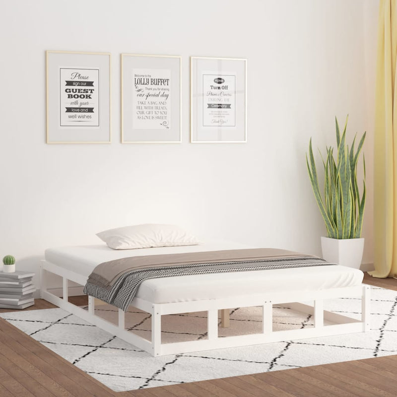 vidaXL Bed Frame without Mattress White 137x187 cm Double Solid Wood