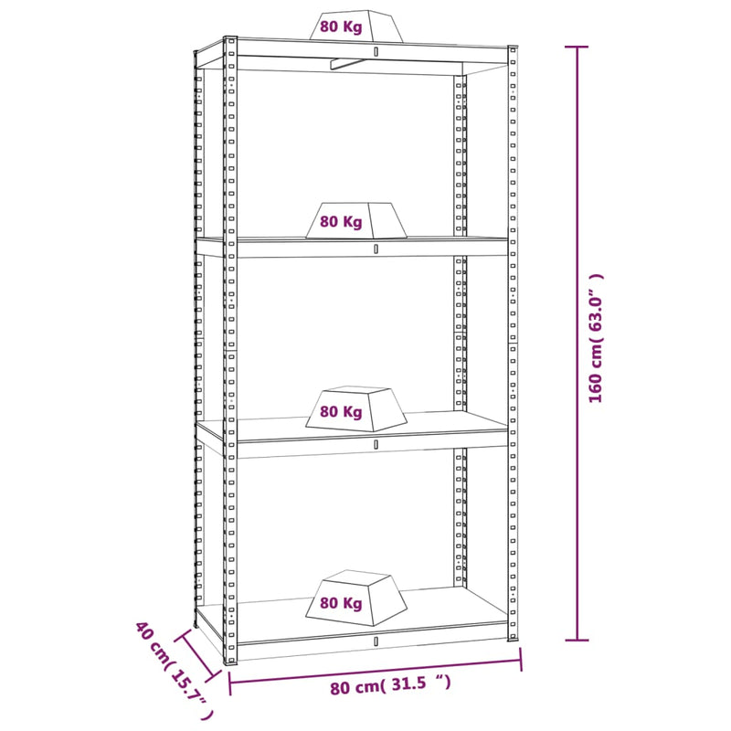 vidaXL 5-Layer Storage Shelf Anthracite Steel and Engineered Wood