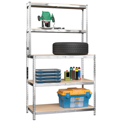 vidaXL 5-Layer Work Table with Shelves Anthracite Steel and Engineered Wood