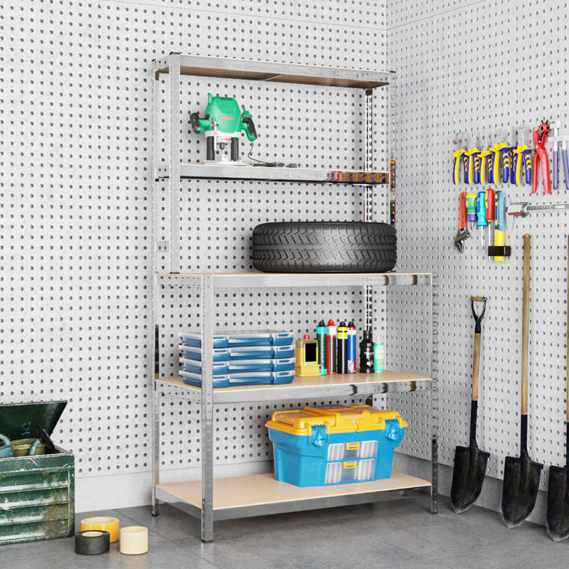 vidaXL 5-Layer Work Table with Shelves Anthracite Steel and Engineered Wood