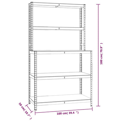 vidaXL 5-Layer Work Table with Shelves Anthracite Steel and Engineered Wood