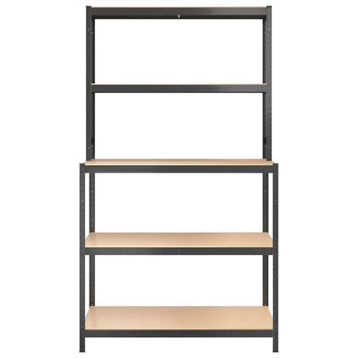 vidaXL 5-Layer Work Table with Shelves Anthracite Steel and Engineered Wood