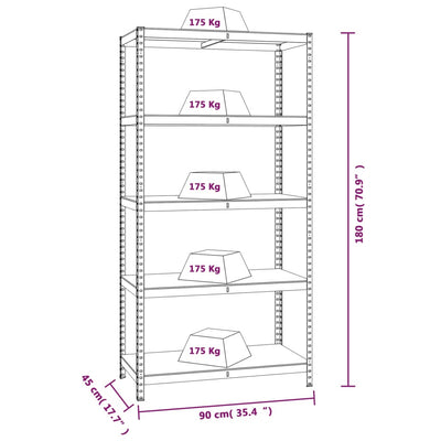 vidaXL 5-Layer Heavy-duty Shelf Silver Steel&Engineered Wood