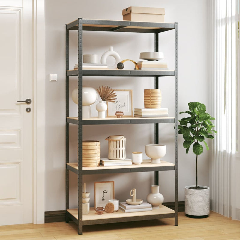 vidaXL 5-Layer Heavy-duty Shelf Silver Steel&Engineered Wood