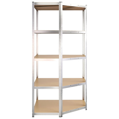 vidaXL 5-Layer Heavy-duty Corner Shelf Grey Steel and Engineered Wood