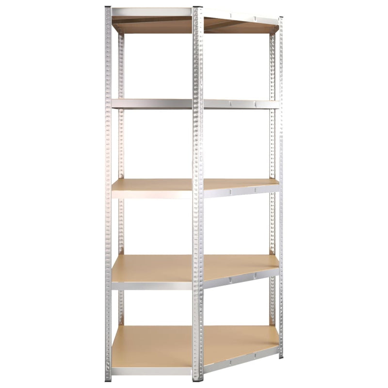 vidaXL 5-Layer Heavy-duty Corner Shelf Grey Steel and Engineered Wood