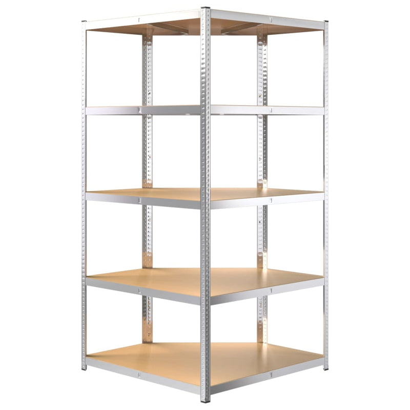 vidaXL 5-Layer Heavy-duty Corner Shelf Grey Steel and Engineered Wood