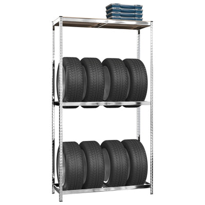 vidaXL 2-Layer Tire Rack Silver 110x40x110 cm Steel