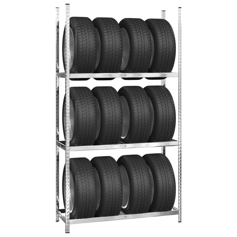 vidaXL 2-Layer Tire Rack Silver 110x40x110 cm Steel