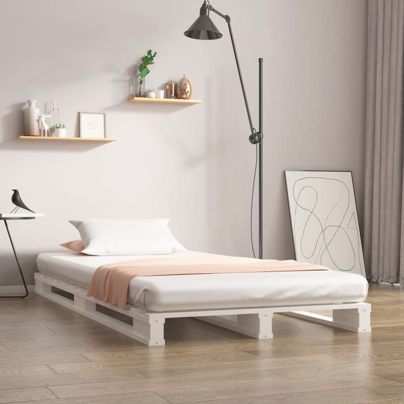 vidaXL Pallet Bed without Mattress White 100x200 cm Solid Wood