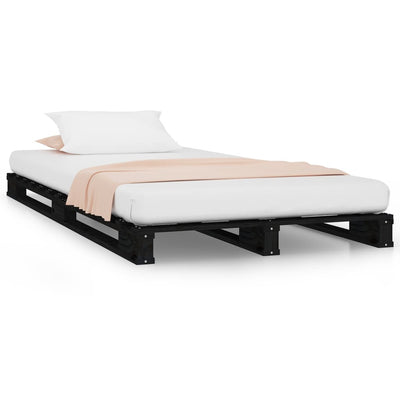 vidaXL Pallet Bed without Mattress Black 90x190 cm Solid Wood