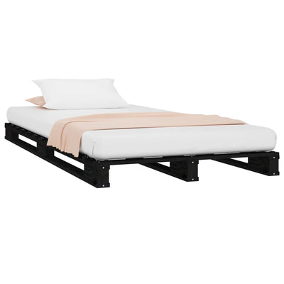 vidaXL Pallet Bed without Mattress Black 90x190 cm Solid Wood