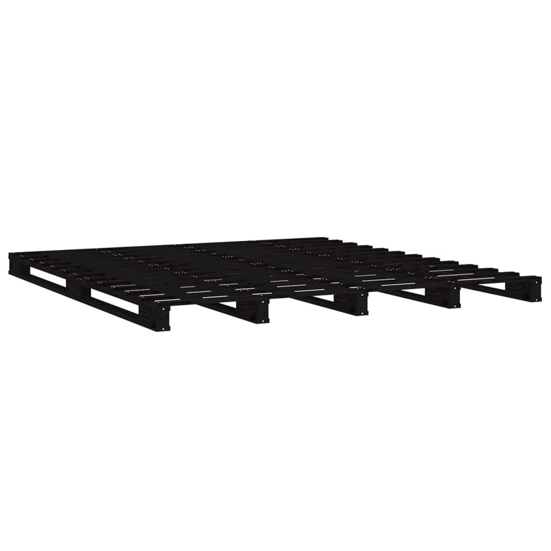 vidaXL Pallet Bed without Mattress Black 135x190 cm Solid Wood