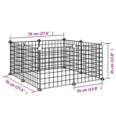 vidaXL 8-Panel Pet Cage Black 35x35 cm Steel