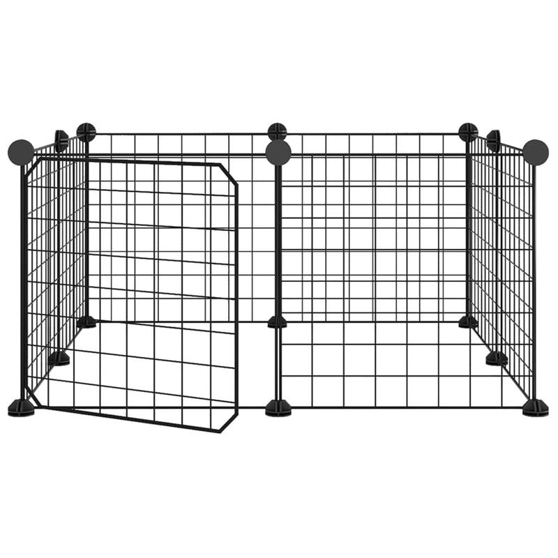 vidaXL 8-Panel Pet Cage with Door Black 35x35 cm Steel