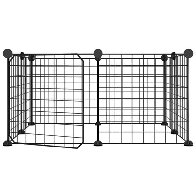 vidaXL 8-Panel Pet Cage with Door Black 35x35 cm Steel