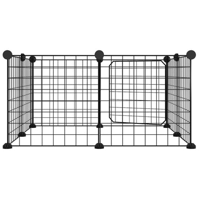 vidaXL 8-Panel Pet Cage with Door Black 35x35 cm Steel