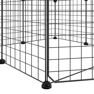 vidaXL 8-Panel Pet Cage with Door Black 35x35 cm Steel