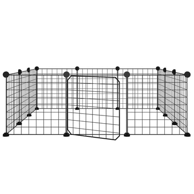 vidaXL 8-Panel Pet Cage with Door Black 35x35 cm Steel