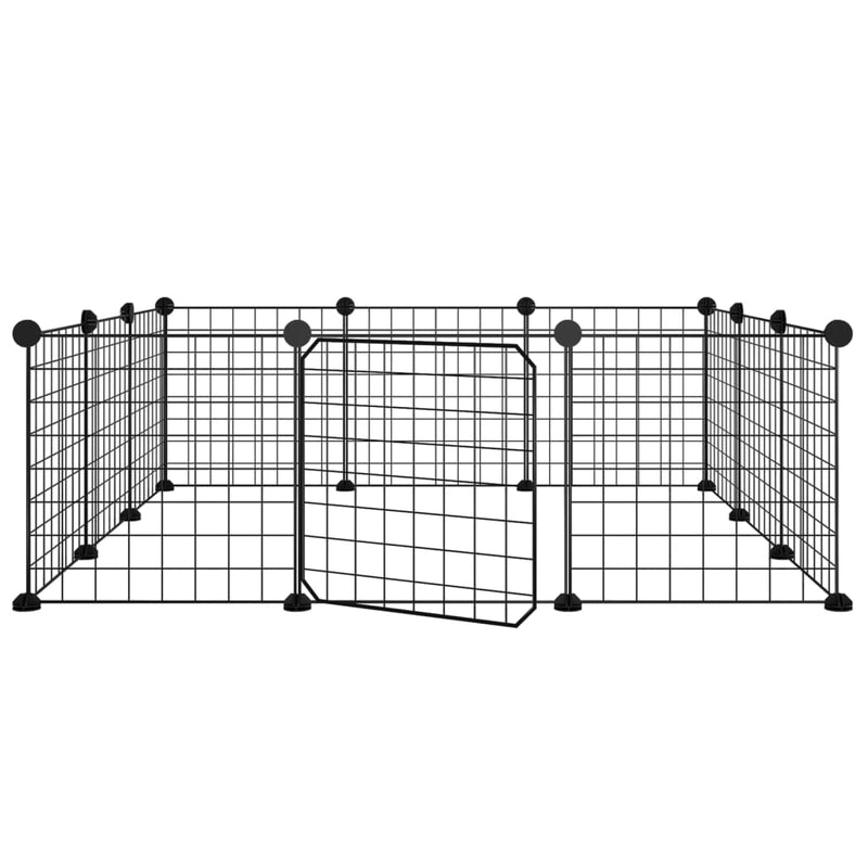 vidaXL 8-Panel Pet Cage with Door Black 35x35 cm Steel